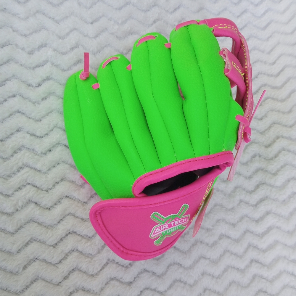 Girls youth new Franklin air tech neon pink and green baseball glove mitt